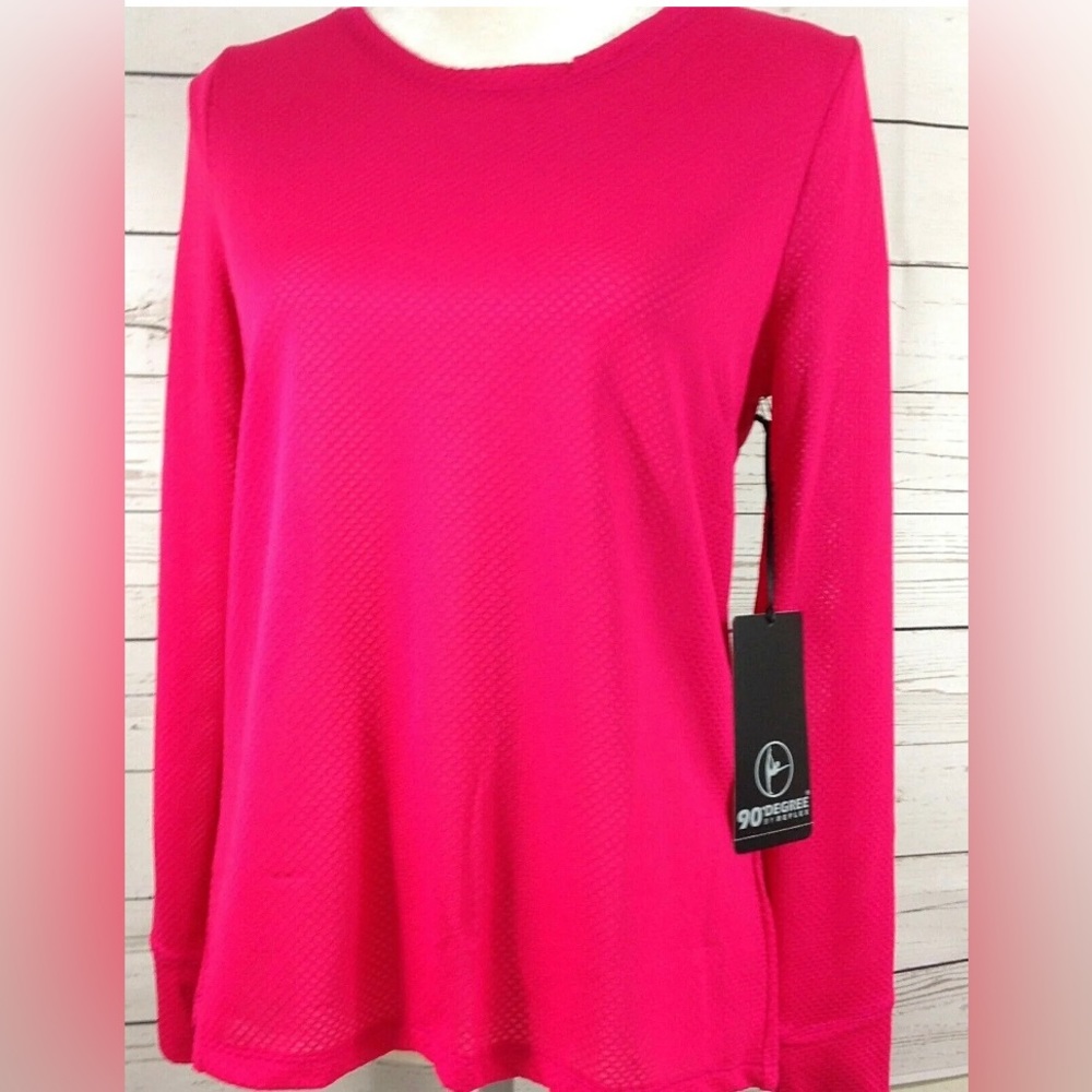 NEW 90 Degrees By Reflex Hot Pink Yoga Athletic Top, MSRP $ 58, Sz S, NWT